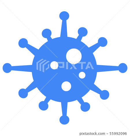 blue bacteria icon on white. virus sign. microbe. blue bacteria icon on white. virus sign. microbe. 55992096