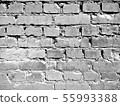 Black and white ruined brick wall photo background 55993388