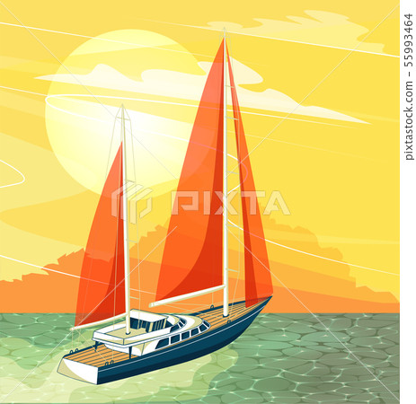 Sailing ship banner in cartoon style Sailing ship banner in cartoon style 55993464