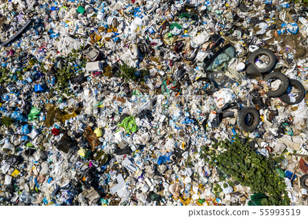 Aerial view of dump in forest. Pollution concept, top view. 55993519