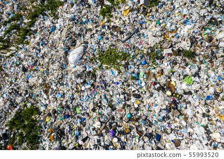 Aerial view of dump in forest. Pollution concept, top view. 55993520