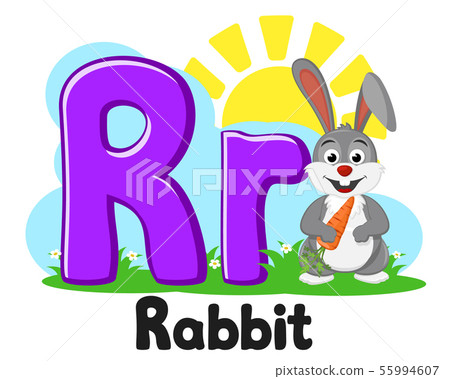 Alphabet with animals, rabbit with carrot letter 55994607