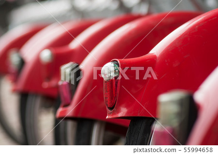 Closeup of red city bicycle alignment  55994658