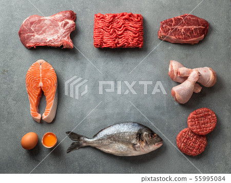 Carnivore or keto diet, zero or low carb concept, top view Carnivore or keto diet, zero or low carb concept, top view 55995084