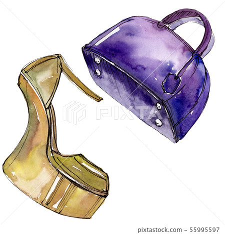 Fashionable sketch glamour illustration in a watercolor style isolated element. Watercolour Fashionable sketch glamour illustration in a watercolor style isolated element. Watercolour 55995597