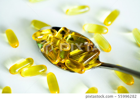 Omega 3 fish oil yellow soft gel capsules 55996282