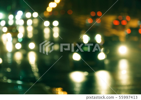 Defocused photo of nigh traffic jam on the highway 55997413