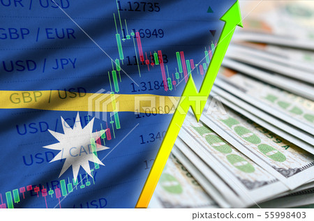 Nauru flag and chart growing US dollar position Nauru flag and chart growing US dollar position 55998403