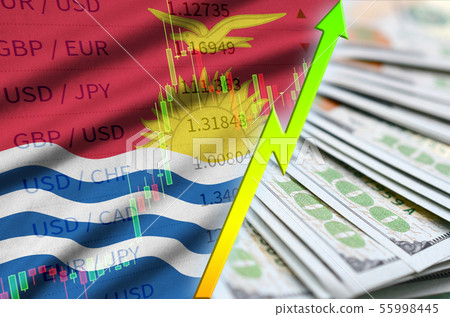 Kiribati flag and chart growing US dollar position Kiribati flag and chart growing US dollar position 55998445