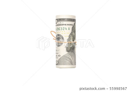 US dollars rolled up and tightened with band 55998567