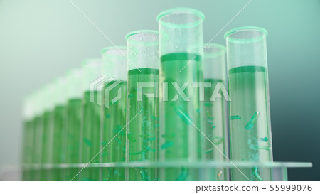 3D Illustration biofuel oil research in the laboratory, biofuel concept. Bacteria in the liquid 55999076