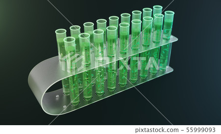 3D Illustration biofuel oil research in the laboratory, biofuel concept. Bacteria in the liquid 55999093