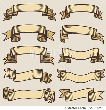 Vintage design banner ribbons. Blank old vector labels 55999258