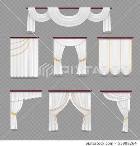 White curtains drapery for wedding room and windows isolated on transparent background White curtains drapery for wedding room and windows isolated on transparent background 55999264