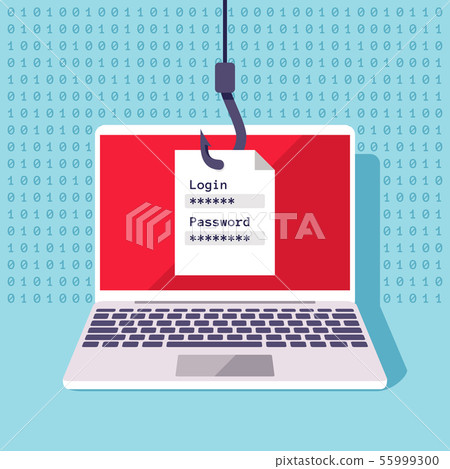 Password data phishing, hacker attack prevention vector concept 55999300