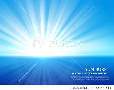 White sun burst in blue sky. Abstract sunlight bursting effect vector background 55999313