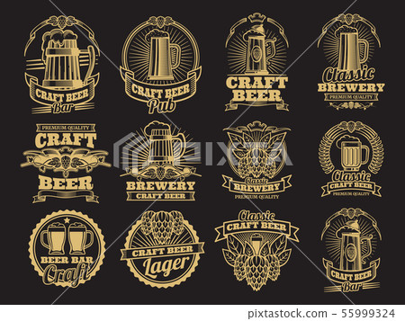 Vintage vector beer labels on black background Vintage vector beer labels on black background 55999324