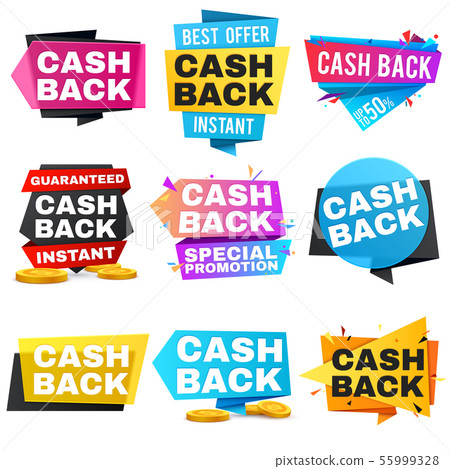 Money cash back vector labels and stickers set 55999328