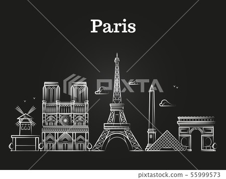 Outline french architecture, paris panorama city skyline vector Outline french architecture, paris panorama city skyline vector 55999573