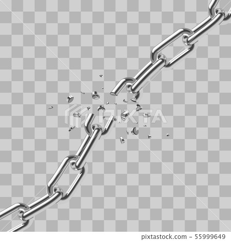 Realistic broken steel chain links freedom isolated on transparent background 55999649