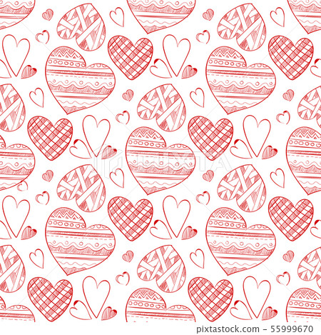 Red doodle hearts seamless pattern Red doodle hearts seamless pattern 55999670