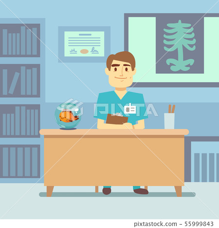 Doctor sitting at the table in medical 55999843