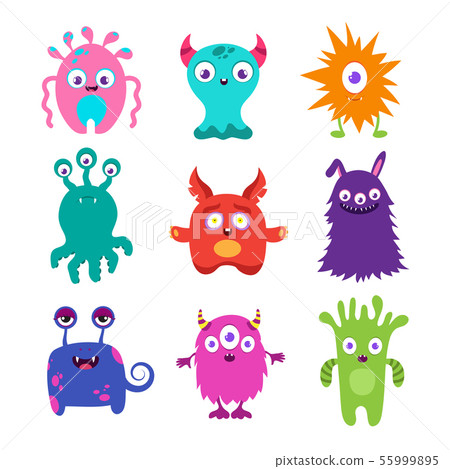 Cute cartoon baby monsters vector collection 55999895