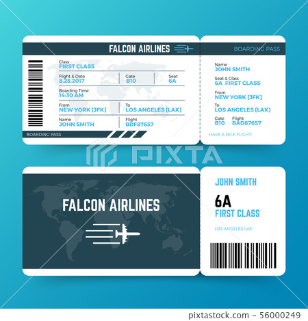 Modern airline travel boarding pass ticket vector template Modern airline travel boarding pass ticket vector template 56000249