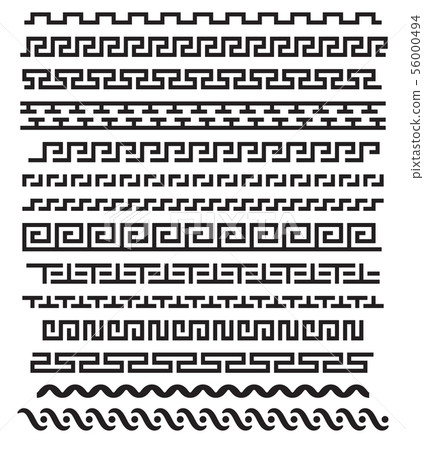 Ancient greek ornament. Vector seamless horizontal borders 56000494