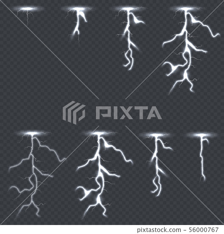 Lighting thunderbolt set isolated on transparent background 56000767
