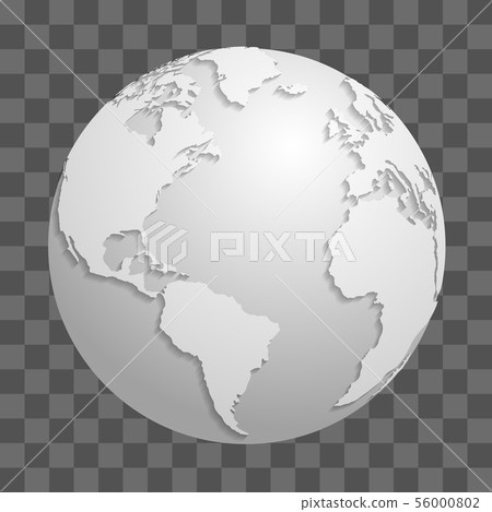 Origami white paper world globe isolated on transparent background 56000802