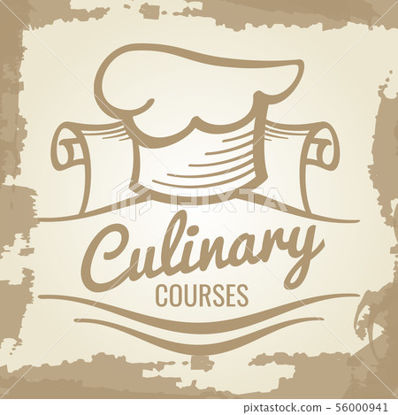 Culinary courses grunge emblem or logo design 56000941