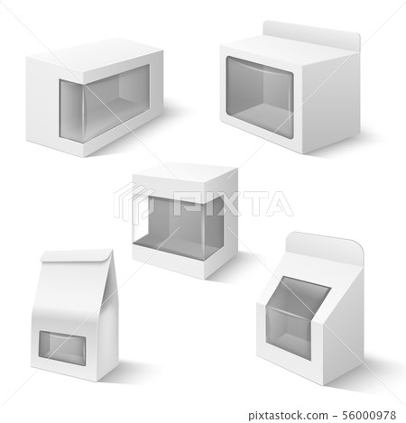 Product boxes with plastic window vector templates isolated Product boxes with plastic window vector templates isolated 56000978