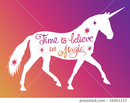 Mythical rebellious unicorn silhouette Mythical rebellious unicorn silhouette 56001237