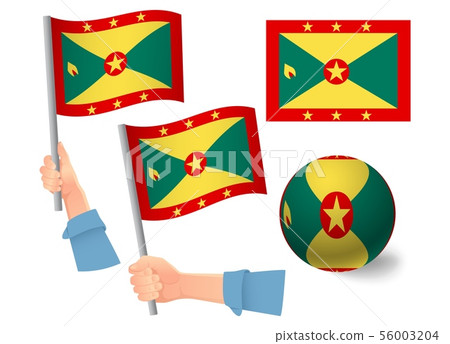 Grenada flag in hand icon 56003204