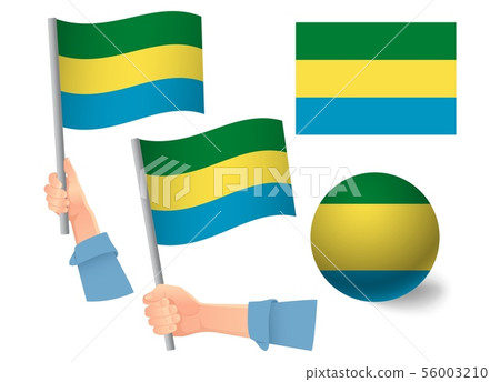 Gabon flag in hand icon 56003210