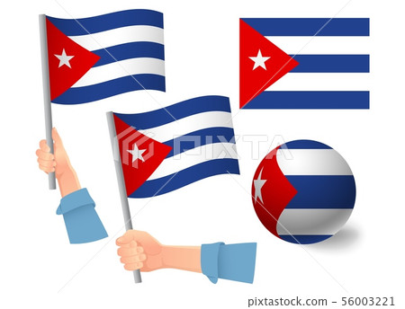 Cuba flag in hand icon 56003221