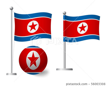 North Korea flag on pole and ball icon North Korea flag on pole and ball icon 56003308