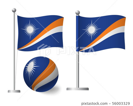 Marshall Islands flag on pole and ball icon Marshall Islands flag on pole and ball icon 56003329