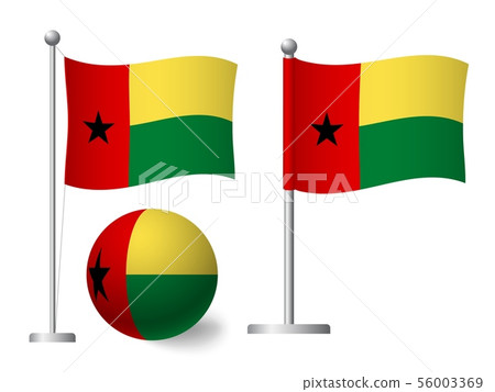 Guinea-Bissau flag on pole and ball icon 56003369