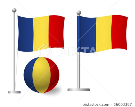 Chad flag on pole and ball icon 56003397
