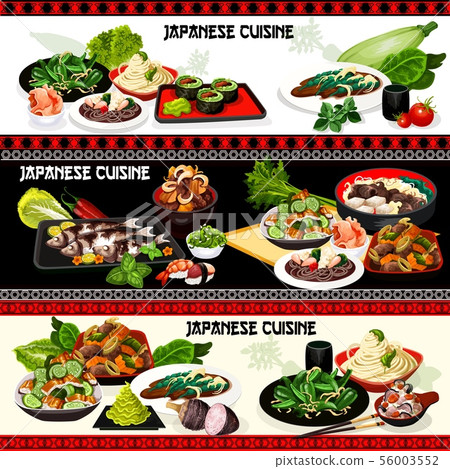 Japanese seafood, meat, veggies with rice, noodles 56003552
