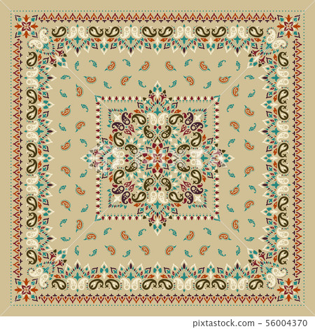 Vector ornament Bandana Print. Traditional ornamental ethnic pattern with paisley and flowers. Silk Vector ornament Bandana Print. Traditional ornamental ethnic pattern with paisley and flowers. Silk 56004370