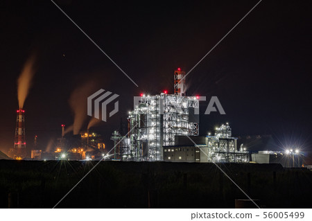 Factory night view Hachinohe Mitsubishi Paper Mill 56005499