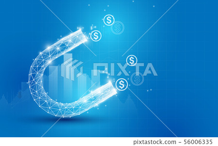 Magnet attracting money. Investment attraction 56006335