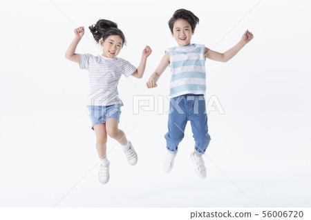Smiling Children Concept, happy child enjoy summer time on white background 284 56006720