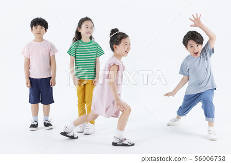Smiling Children Concept, happy child enjoy summer time on white background 219 56006758