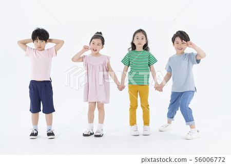 Smiling Children Concept, happy child enjoy summer time on white background 213 56006772