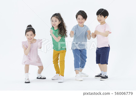 Smiling Children Concept, happy child enjoy summer time on white background 217 56006779