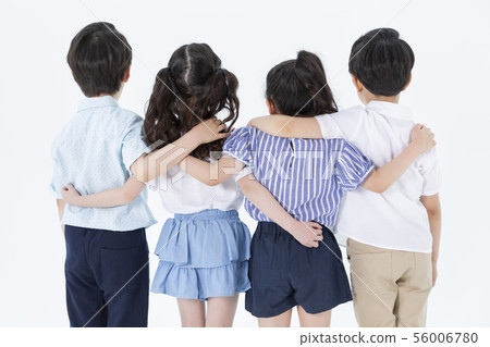 Smiling Children Concept, happy child enjoy summer time on white background 200 56006780